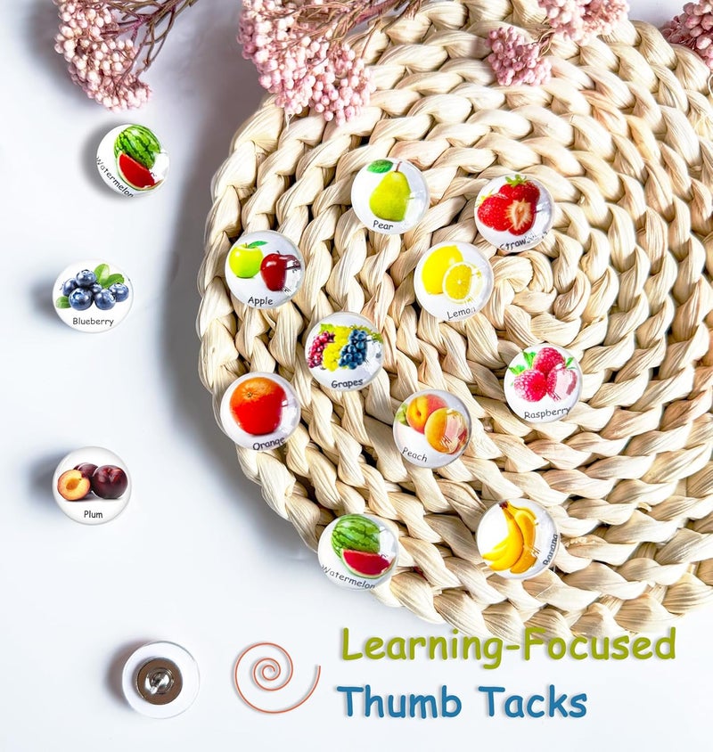 Tandarui 24Pcs Push Pins,Decorative Thumb Tacks,Tacks and Push pins,Cork Board Tacks,Thumb Tack Decorative for CorkBoard, Office Organization or Home - Image 2